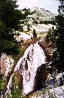 Kock-Kol waterfall. Rocky districts of Kazakhstan