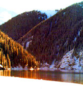 Big Almaty lake. Kazakhstan nature