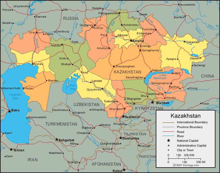 Kasachstan Orographie Karte